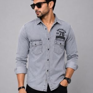 Grey RFD Washed Double Pocket Shirt