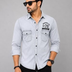 Light Grey RFD Washed Double Pocket Shirt,