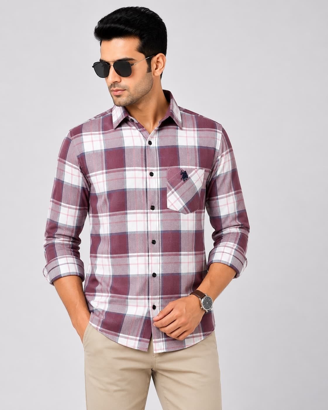 Maroon Checked Shirt