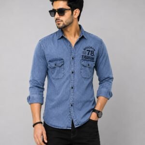 Blue RFD Washed Double Pocket Shirt