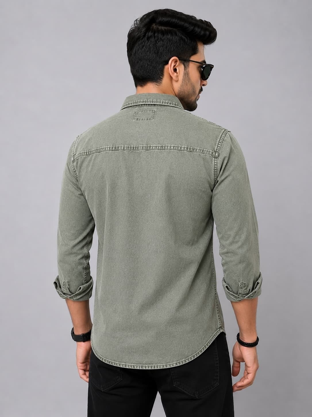 Olive Green RFD Washed Double Pocket Shirt - Image 2