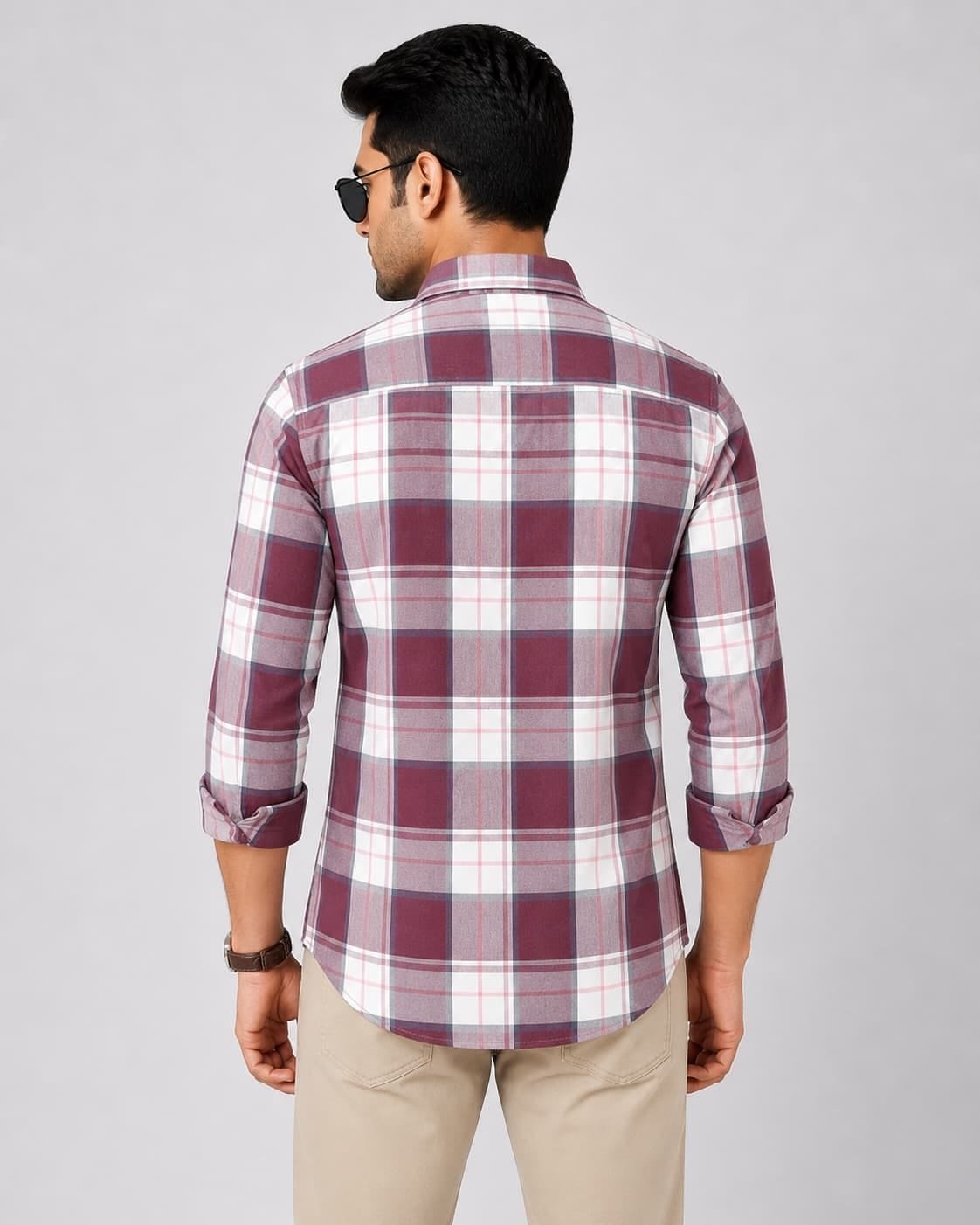 Maroon Checked Shirt - Image 2
