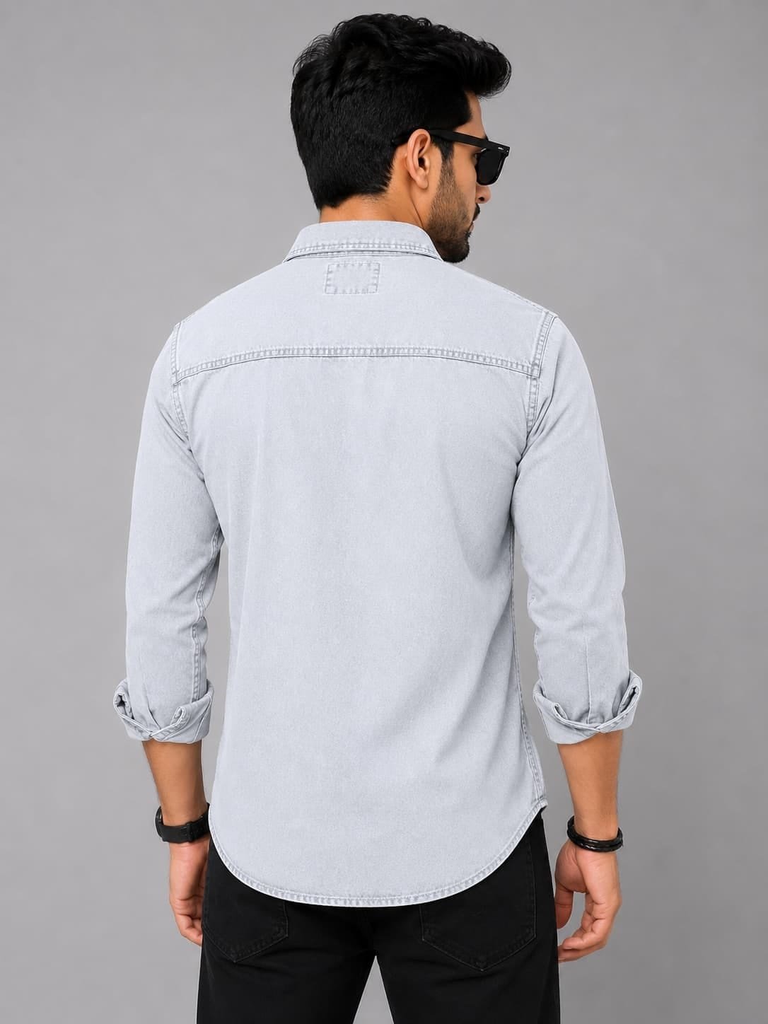 Light Grey RFD Washed Double Pocket Shirt, - Image 2