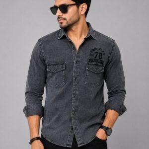 Charcoal Grey RFD Washed Double Pocket Shirt